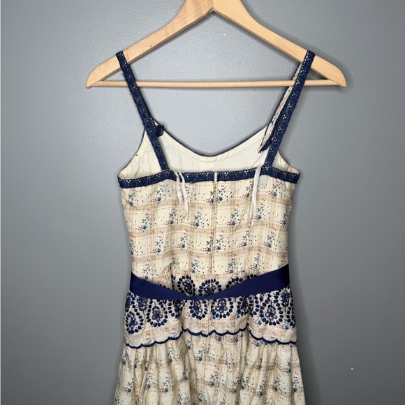 Beau James Palm Desert California Vintage 1970s Prairie Eyelet Floral Midi - Picture 7 of 11